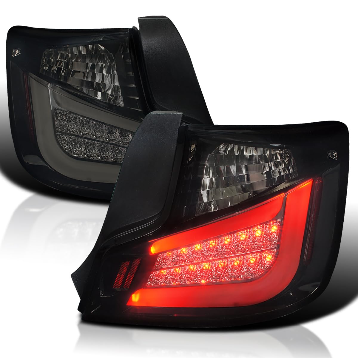 Spec-D Tuning Glossy Black Smoke LED Tail Lights for 2011-2013 Scion tC (Pre-May 2013 Production) - Left & Right Pair Assembly - Enhanced Night Visibility & Style Upgrade for Your Coupe