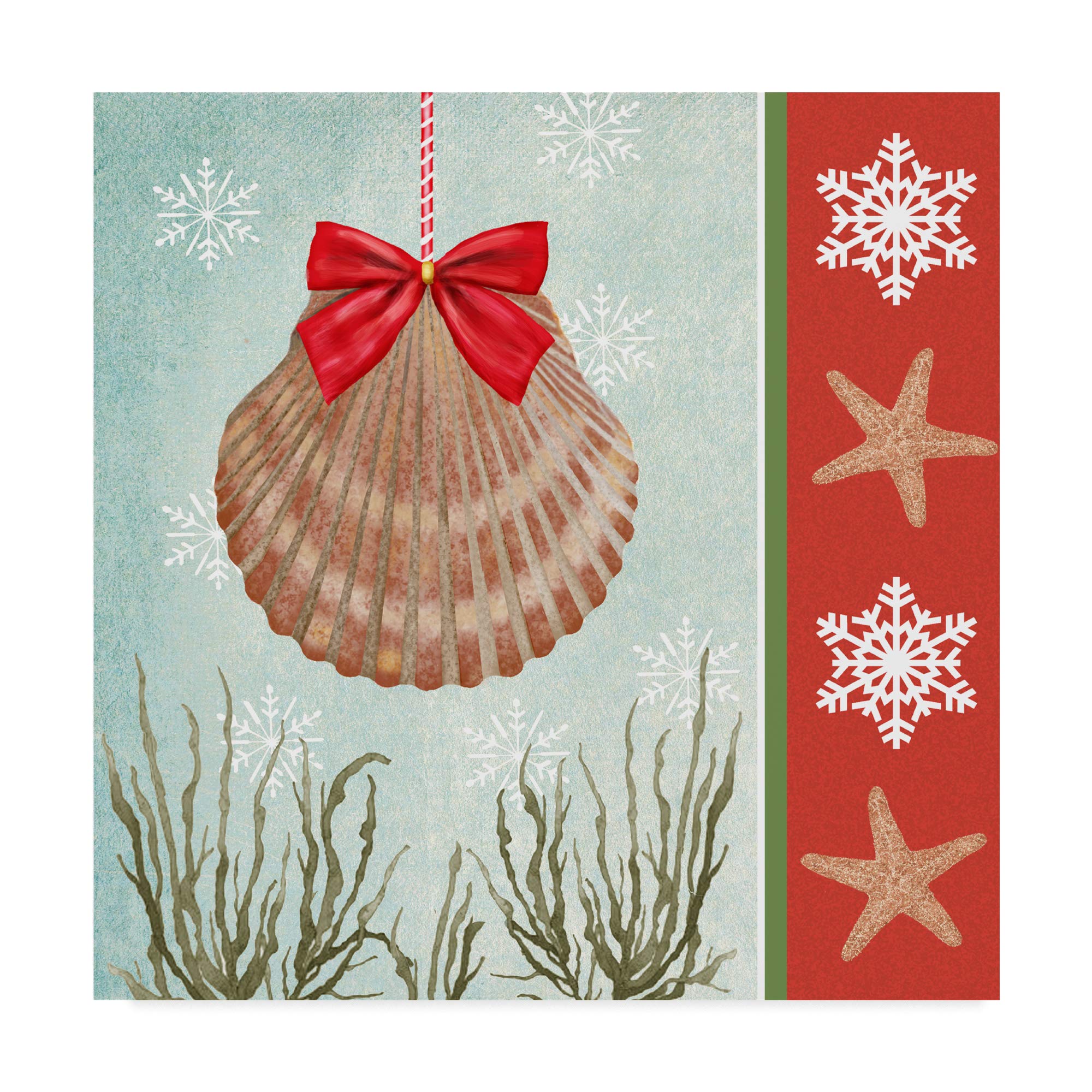 Trademark Fine Art Christmas Coastal I by Jade Reynolds - 18x18 Inch Canvas Wall Art - Holiday Beach Decor for Living Room, Bedroom & Office