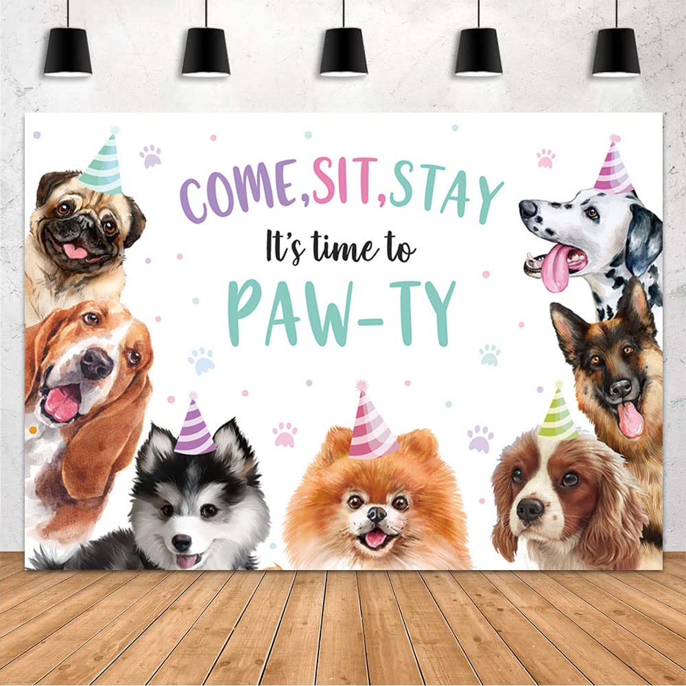 MEHOFOND 7x5ft Puppy Dog Birthday Party Backdrop - Pet Themed Photo Booth Background with 