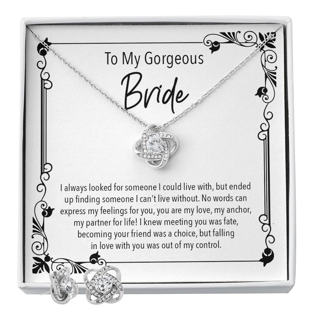 Elegant Two-Tone Box Bridal Pendant Necklace Set with Message Card - Perfect Wedding Gift for Bride, Bridesmaids & Best Friend - Ideal for Anniversaries, Engagements & Special Occasions