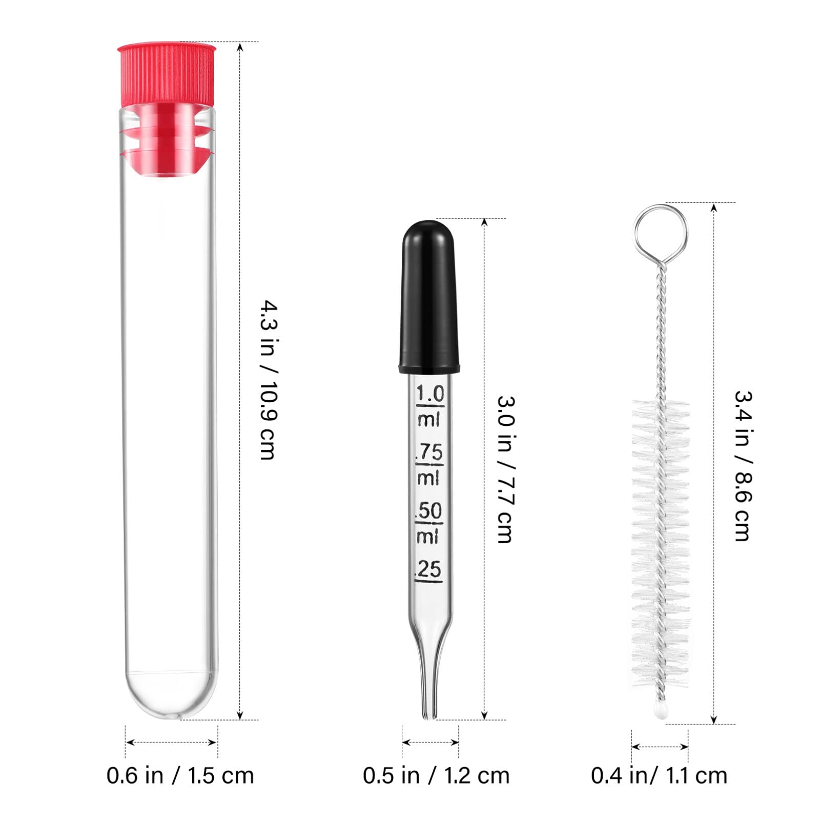 1ml Glass Dropper Pipettes for Essential Oils & Eye Care with Brush - Precise Measurement for DIY & Labs