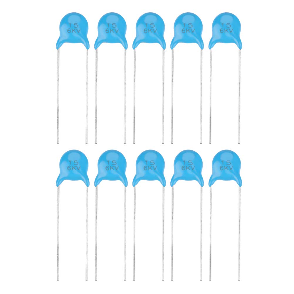 6KV 15PF High Voltage Ceramic Capacitor Set - 10 Pcs for Electronics, DIY Projects, and Power Supply Circuits - Perfect for Tesla Coils, Inverters, and High Voltage Experiments