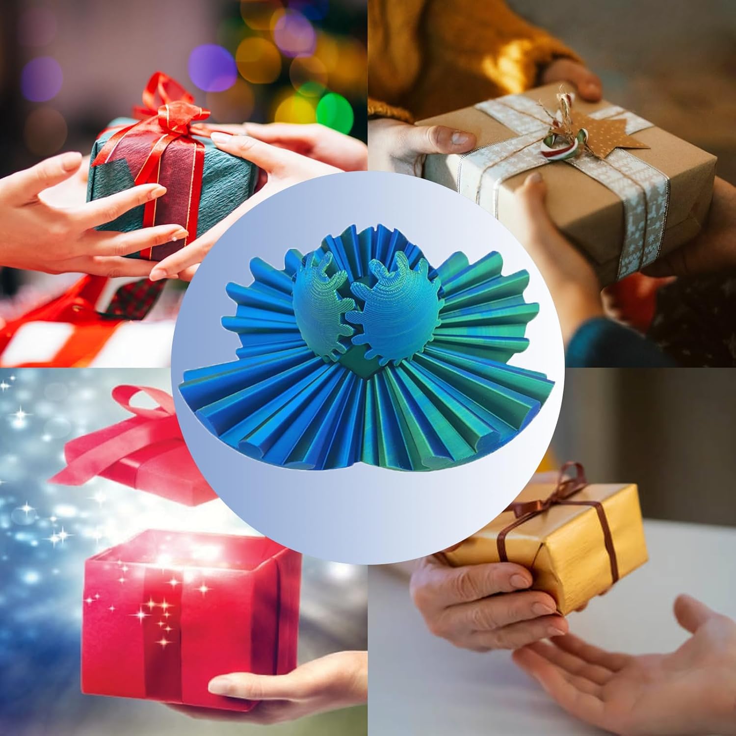 2024 New 3D Printed Gear Ball Fidget Toy - Stress Relief Sensory Spin Ball Cube for Adults & Kids Ages 6+ - Perfect for ADHD, Autism, Anxiety Relief and Office Desk Decor (1pc)