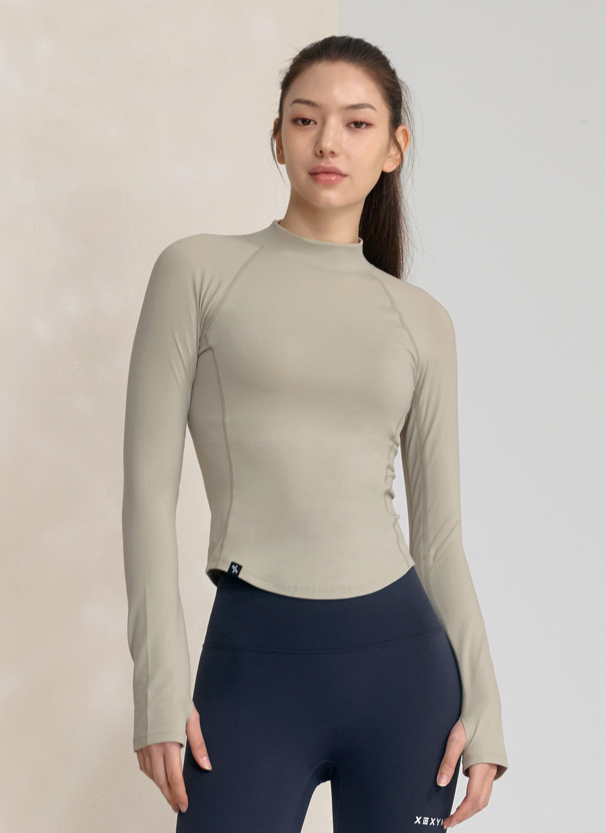 Stylish Peach Mock Neck Long Sleeve Top for Women - Perfect for Office Wear, Casual Outings & Fall Layering