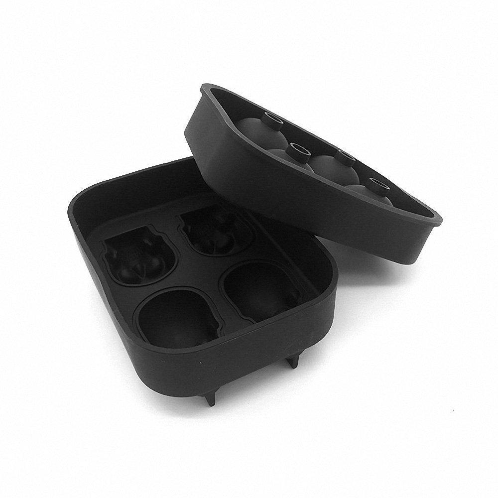 Skull Shaped Silicone Ice Cube Tray for Whisky, Cocktails, Candy, Ice Cream, Pudding & Soap Molds - Perfect for Halloween Parties, Themed Drinks & DIY Crafts