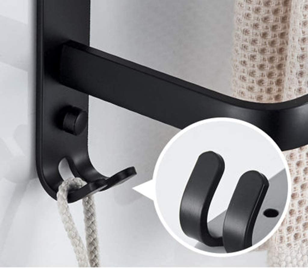 Black 3-Tier Over Door Towel Rack with Hooks - 40Cm Wall Mounted or Door Mounted Bathroom Towel Holder - Space Saving Storage Solution for Bath Towels, Robes & Accessories in Small Bathrooms, Laundry Rooms & Dorm Rooms