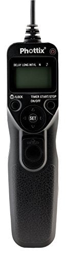 Phottix TR-90 Multi-Function Wireless Camera Remote Shutter Release with Digital Timer for Canon DSLR Cameras - Perfect for Time-Lapse, Long Exposure & Group Photography