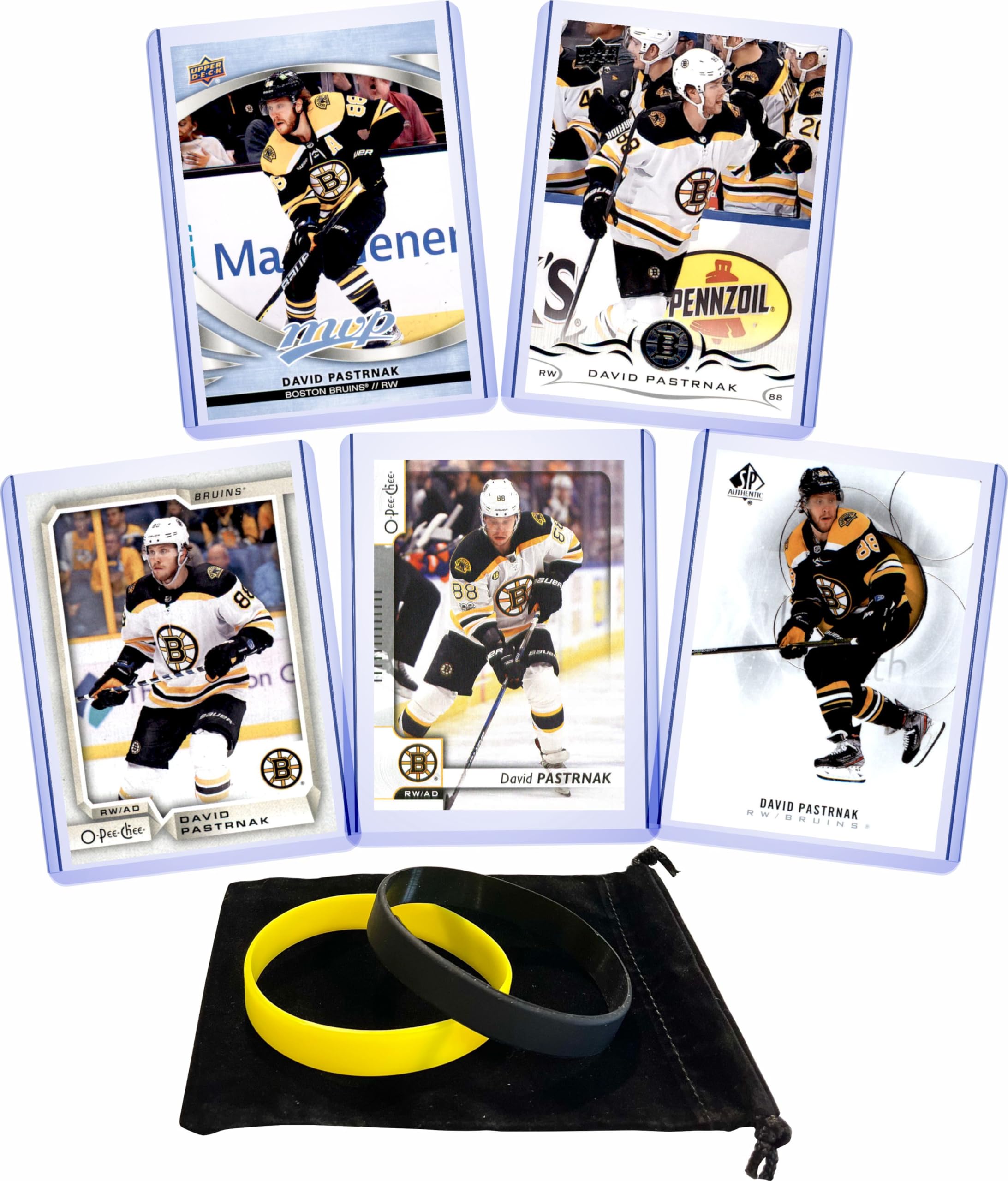 David Pastrnak (5) Assorted Boston Bruins Hockey Cards - Perfect for Collectors, Fans & Sports Memorabilia Gifts
