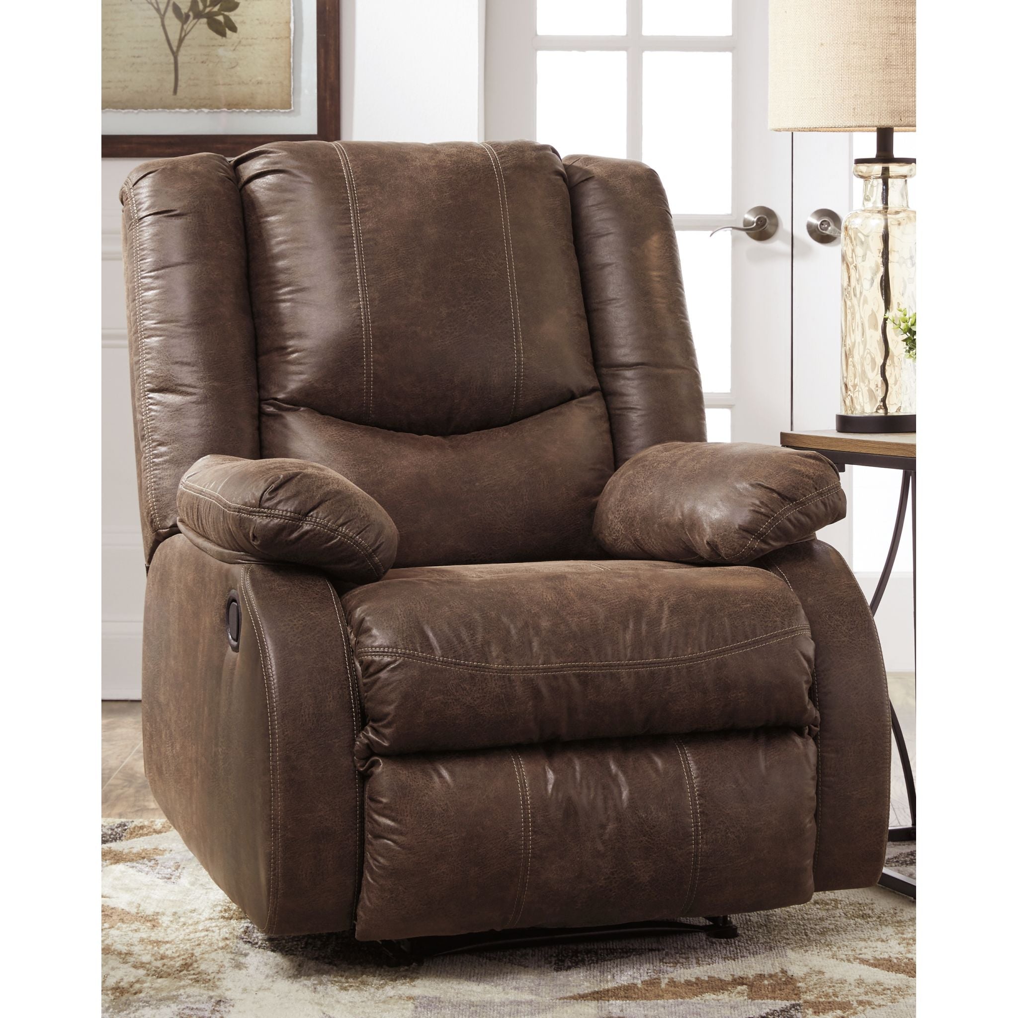 Bladewood Wall Hugger Recliner Chair - Space Saving Reclining Sofa for Small Living Rooms, Apartments & Home Theater - Comfortable Leather Lounge Chair with Adjustable Backrest