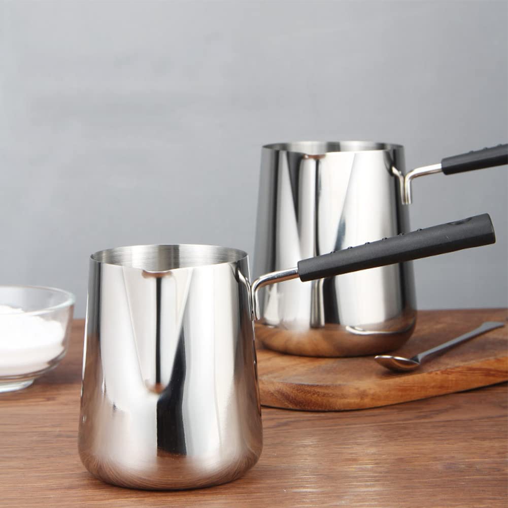 Stainless Steel Milk Warmer Pot 600ml - Electric Chocolate Butter Melting Pan with Scale & Heat-Insulated Handle - Perfect for Frothing Milk, Making Hot Chocolate, Coffee & Baking at Home