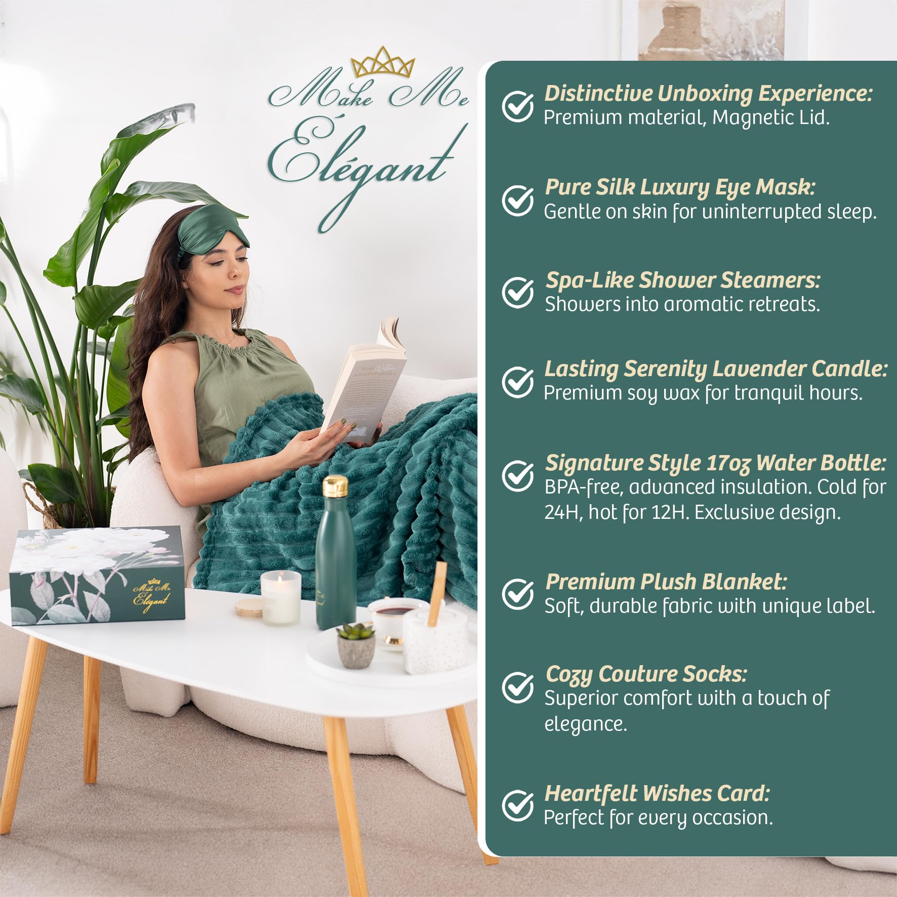 Elegant Gift Box for Women - Relaxing Spa Set & Self Care Package | Birthday, Mother's Day, Women's Day & Get Well Soon Gift Basket | Perfect for Home Spa, Pampering & Special Occasions