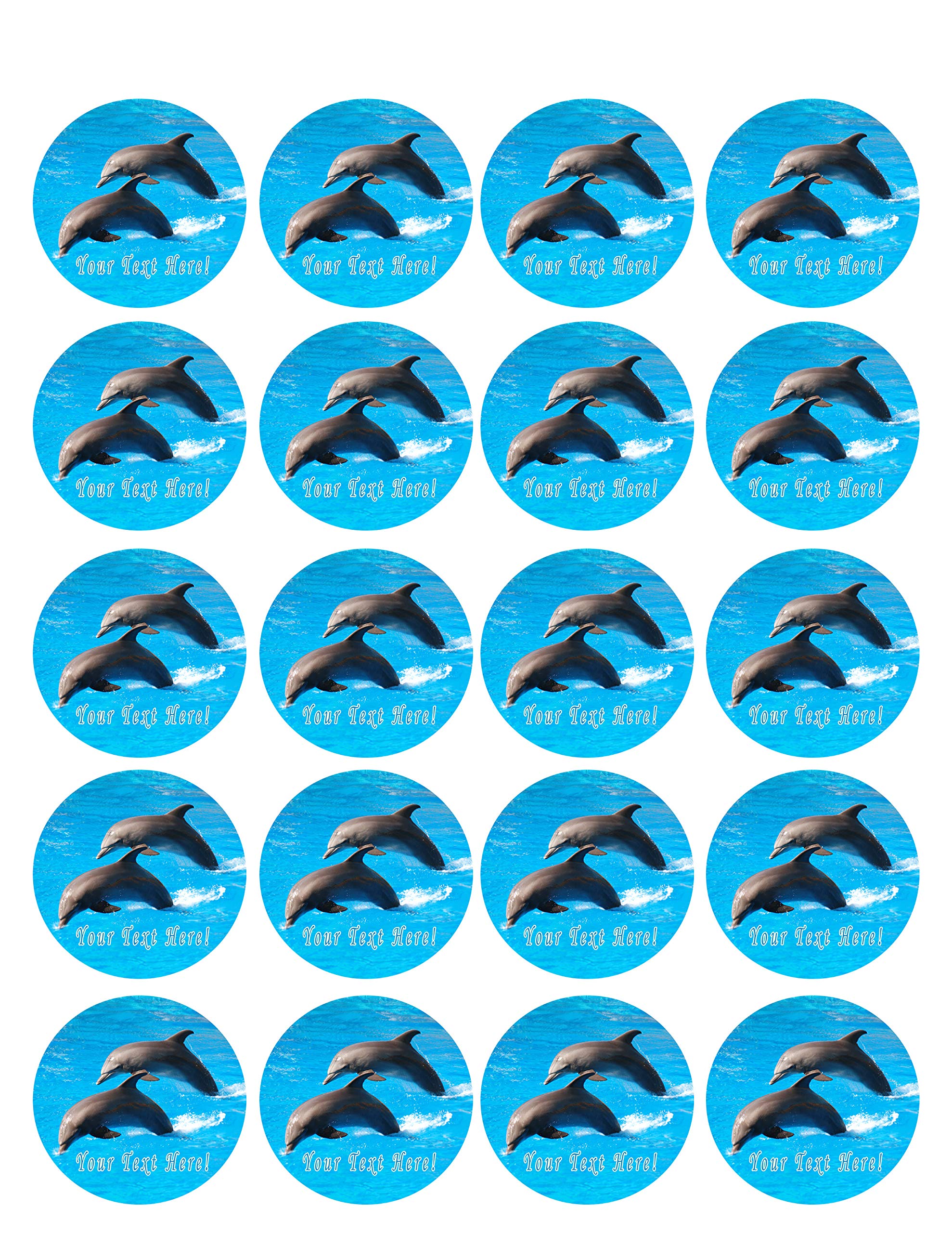 Edible Dolphin Jumping Cupcake Toppers - 1.8 Inch Decorations (20 Pieces/Sheet) - Perfect for Birthday Parties, Baby Showers & Ocean Theme Desserts