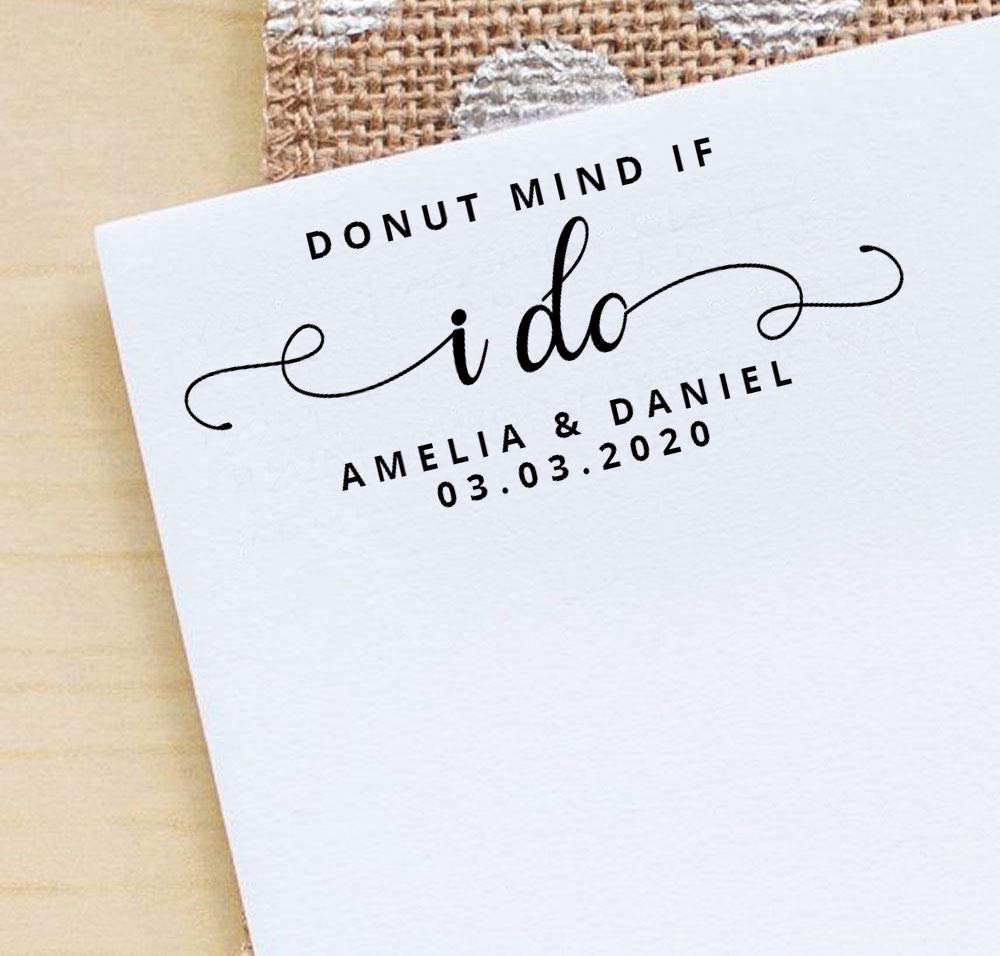 Printtoo Custom Self-Inking Donut Stamp - Personalized Wedding Favor Rubber Stamper (58x22mm) - Perfect for DIY Invitations, Thank You Cards & Party Favors