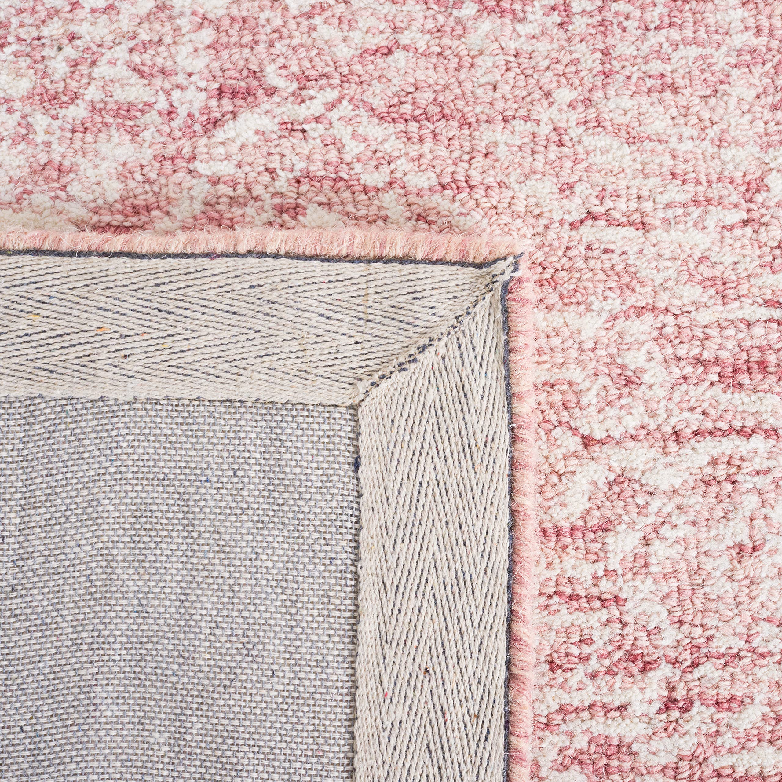 SAFAVIEH Metro Collection 6' Square Pink Ivory Wool Area Rug - Handmade Premium Rug for Living Room, Dining Room & Bedroom | Soft & Durable Floor Decor for Home & Office