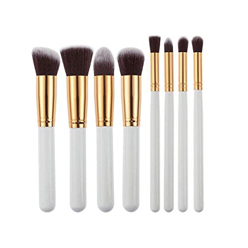 Professional Makeup Brush Set - 8 PCS Foundation, Blush, Powder & Eyeshadow Brushes with Vegan Synthetic Bristles (Ivory) | Perfect for Everyday Makeup, Contouring & Professional Beauty Looks