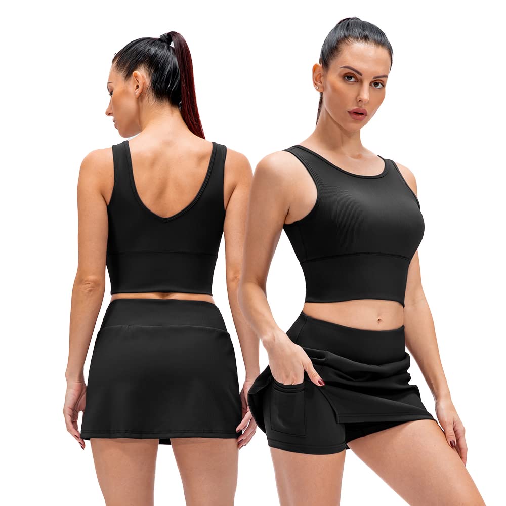 Women's Reversible Ribbed Workout Crop Tank Top - Sleeveless Yoga Top for Summer - Perfect for Gym, Running & Casual Wear