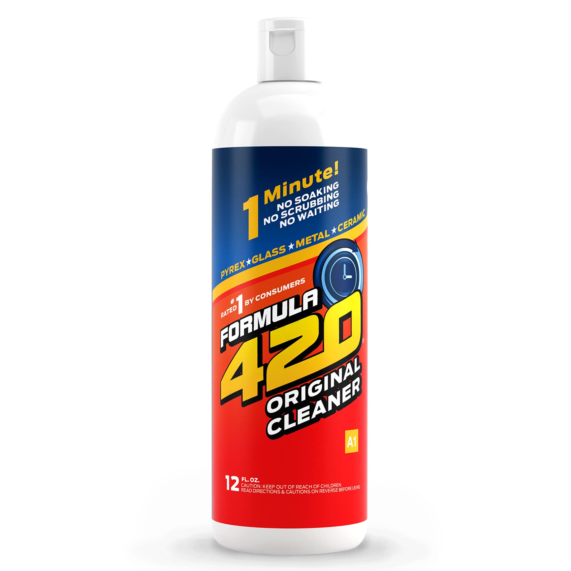 Formula 420 Original Cleaner - 12 Fl Oz Glass, Metal & Ceramic Cleaning Fluid | Fast-Acting Residue Remover for Bongs, Pipes & Smoking Accessories | Safe for Pyrex, Quartz & Stainless Steel | Perfect for Daily Maintenance & Deep Cleaning