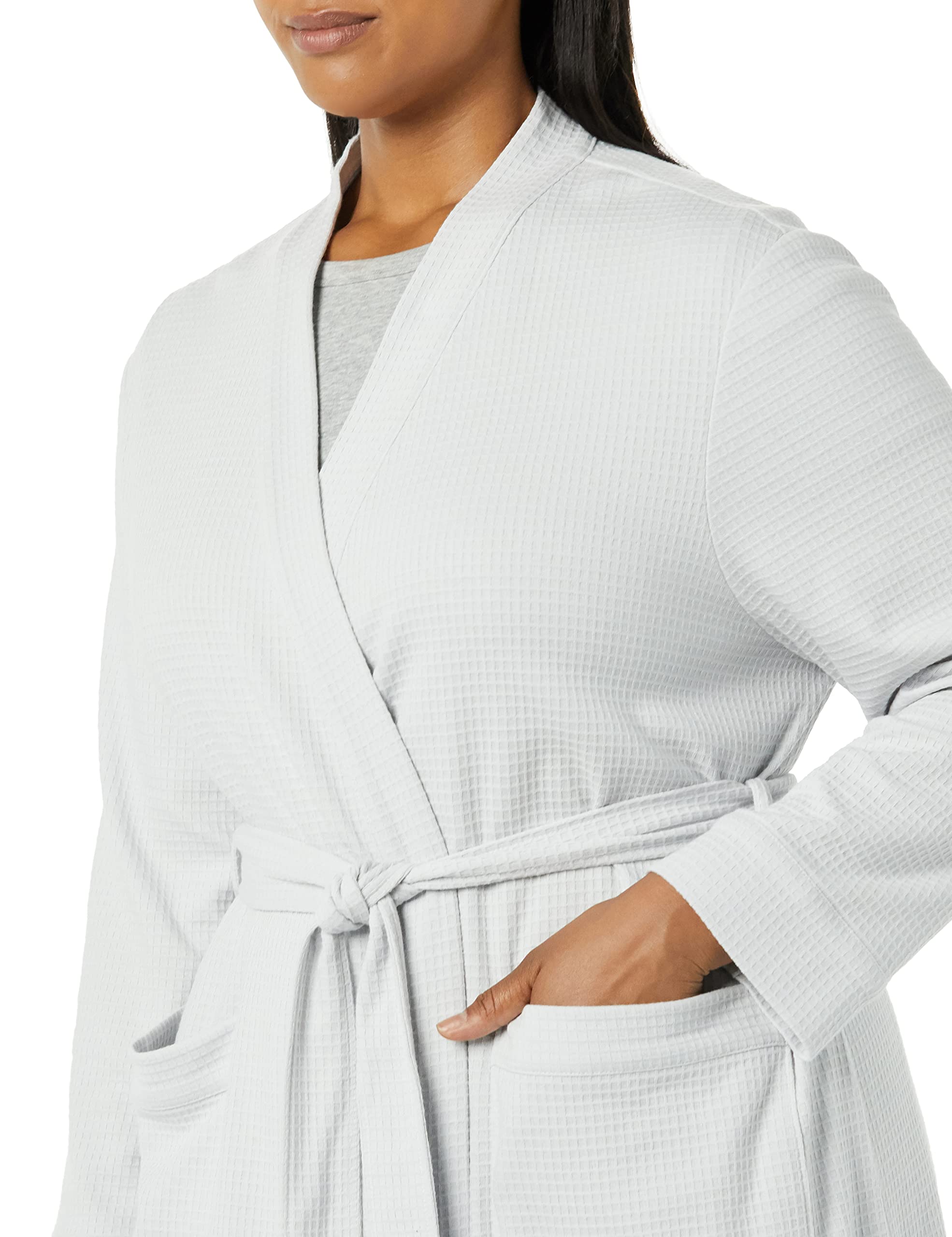 Amazon Essentials Women's Lightweight Waffle Mid-Length Robe - Soft & Comfortable Bathrobe for Women (Plus Size Available) - Perfect for Spa, Lounging & Relaxation at Home