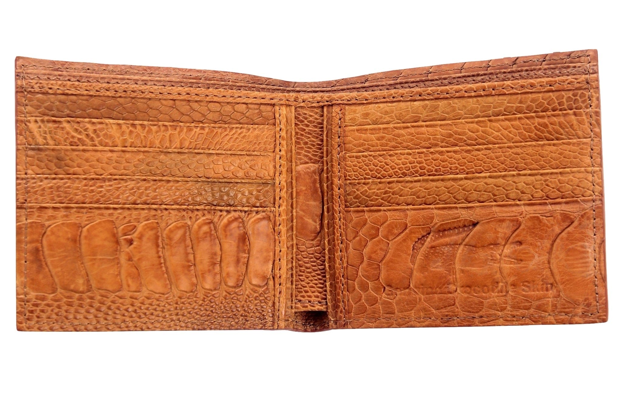 Premium Light Brown Genuine Crocodile & Ostrich Leather Wallet for Men - Luxury Slim Bifold Credit Card Holder (Perfect for Business, Travel & Everyday Use)