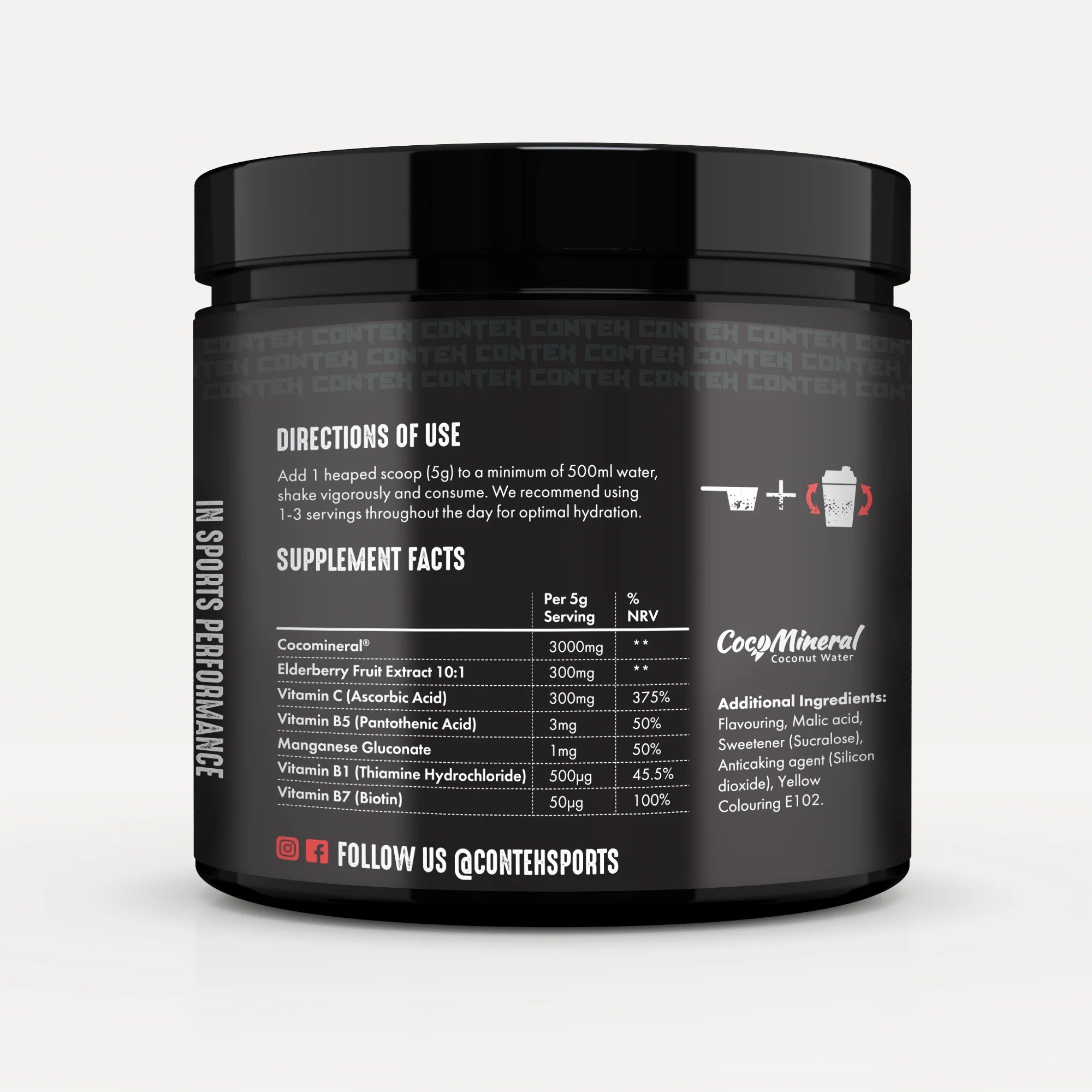 Conteh Sports Hydra Flow Daily Hydration Powder - 300g Electrolyte Drink Mix for Athletes & Active Lifestyles - Perfect for Workouts, Running & Outdoor Activities