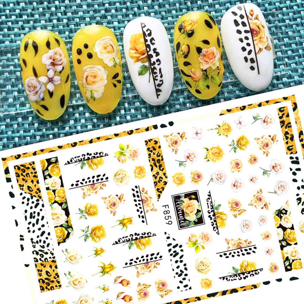 3D Self-Adhesive Flower Nail Art Stickers - Spring Rose & Butterfly Design, 6 Sheets Nail Decals for Women & Girls, DIY Acrylic Nail Decorations | Perfect for Spring Nails, Bridal Nail Art, Salon Manicures & Home DIY Nail Designs