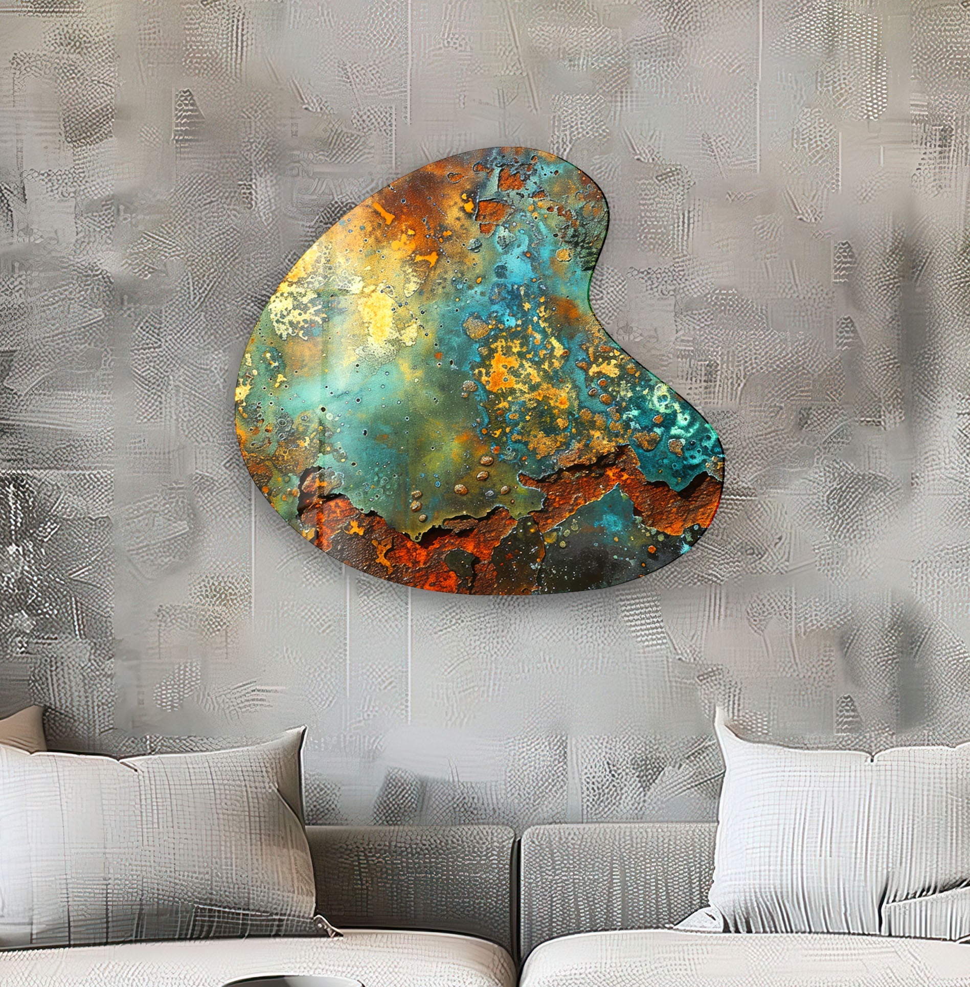 Abstract Green Irregular Glass Wall Art - Modern Handmade Home Decor for Living Room, Bedroom & Office - Unique Contemporary Art Piece for Interior Design