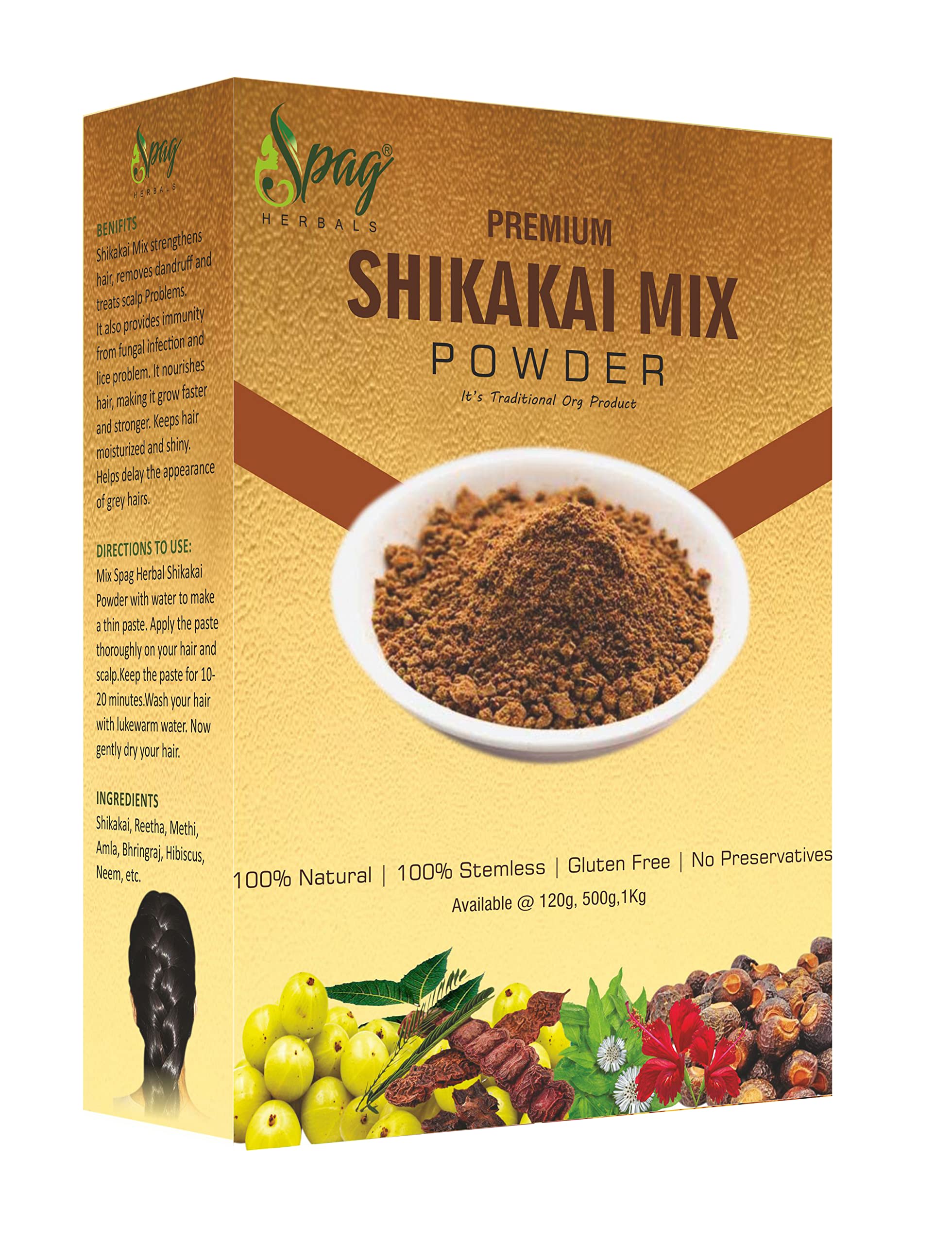 SPAG HERBALS SHIKAKAI MIX Ayurvedic Hair Care Powder - 500g | Natural Hair Growth, Scalp Treatment & Dandruff Solution | Perfect for DIY Hair Masks & Traditional Indian Hair Care Rituals