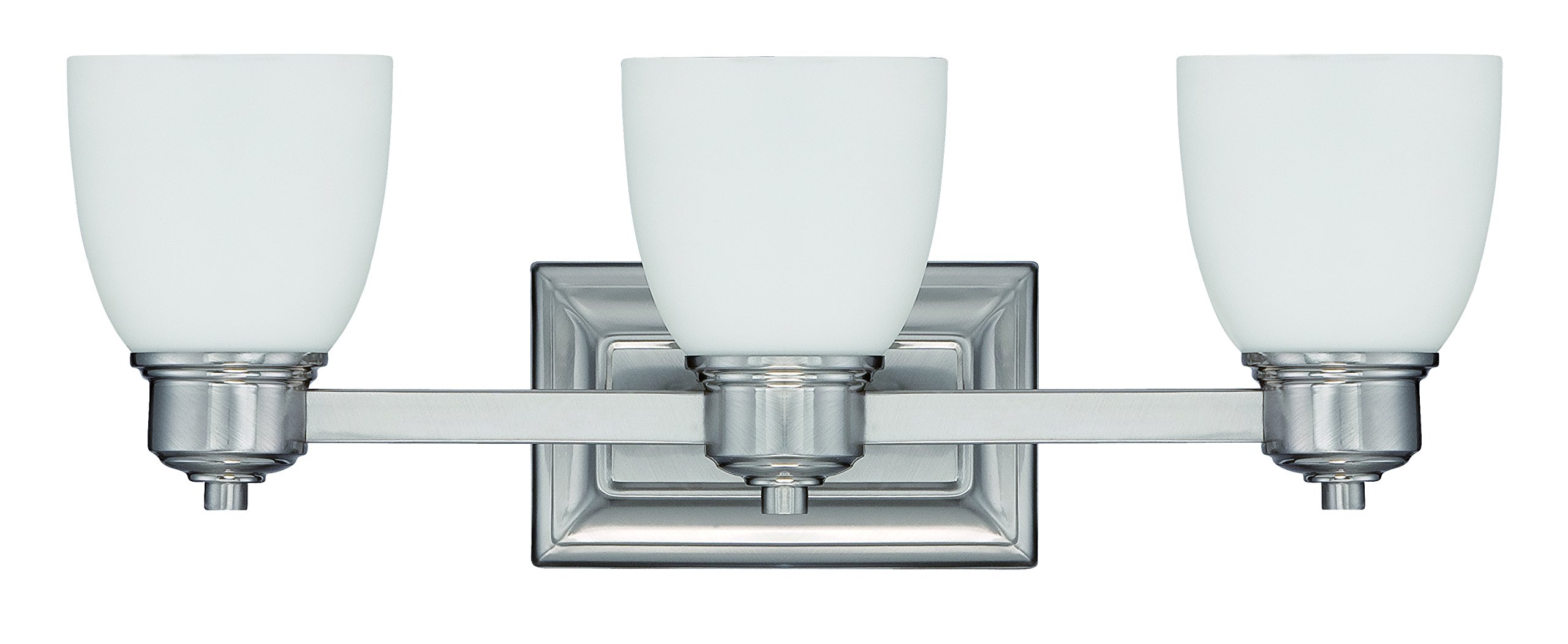 Luminance F3173-80 Transitional 3-Light Vanity Fixture with Bright Satin Nickel Finish - Perfect for Bathroom Makeup Mirror Lighting & Bedroom Dressing Area