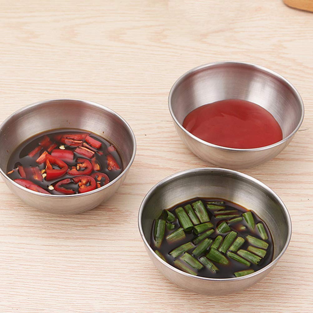DOITOOL 8PCS Stainless Steel Sushi Dipping Bowls - 3.1 Inch Mini Appetizer Plates for Soy Sauce, Wasabi & Seasonings - Perfect for Sushi Restaurants, Home Dining & Japanese Cuisine
