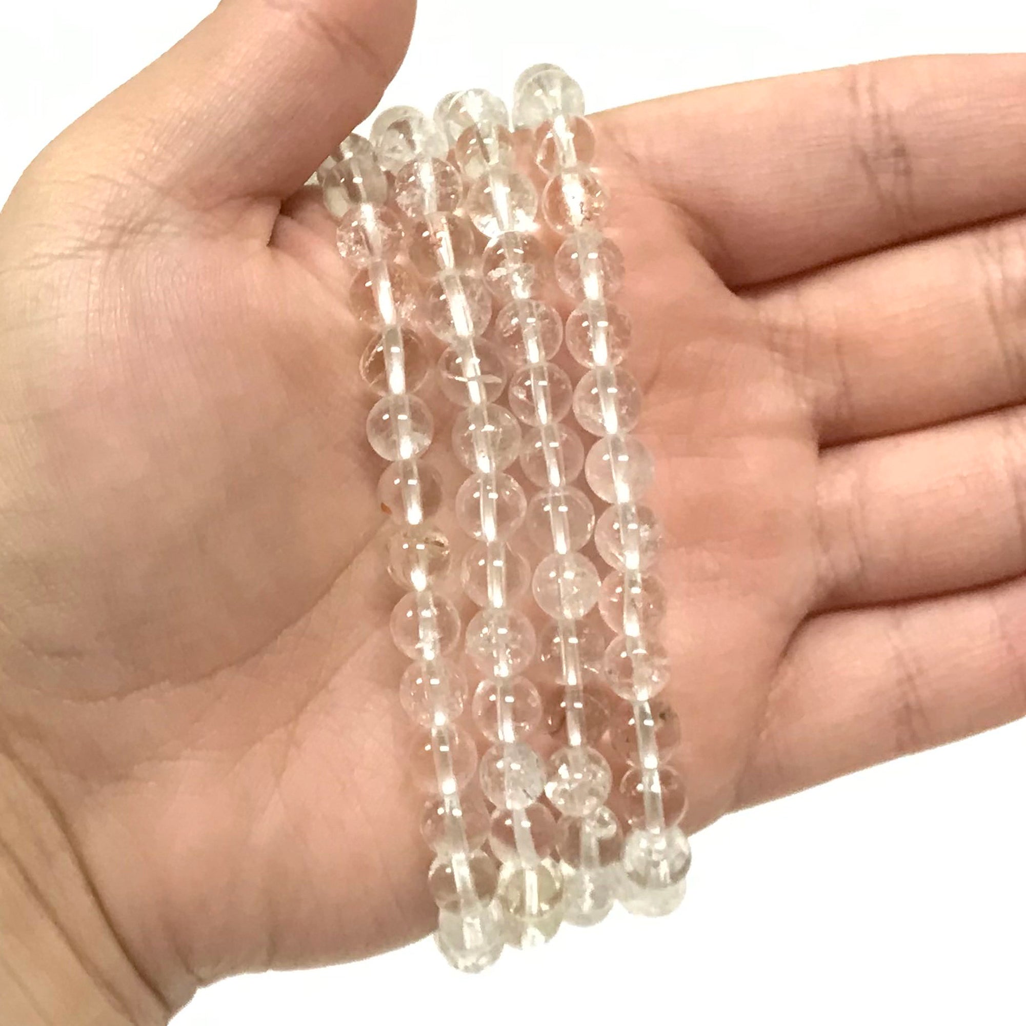 6mm Clear Quartz Gemstone Bead Stretch Bracelet for Men & Women - Healing Crystal Jewelry for Meditation, Yoga & Positive Energy