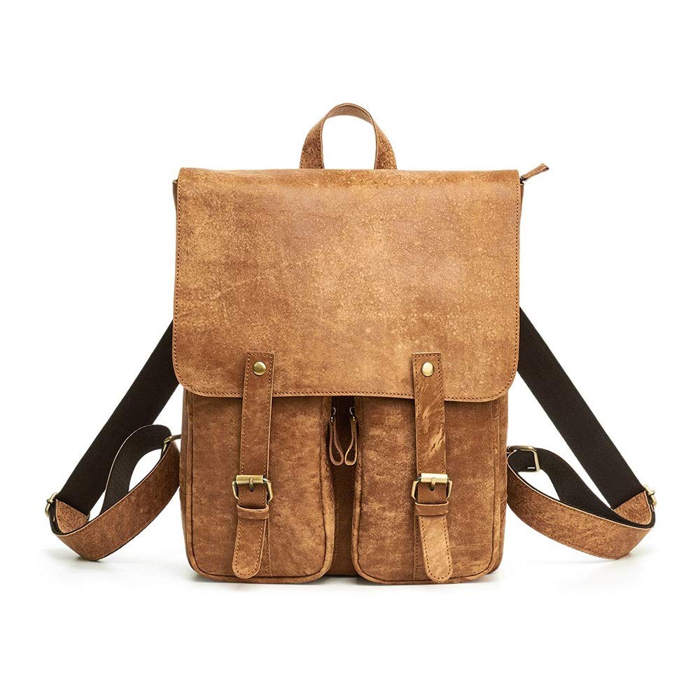 Genuine Leather Laptop Backpack for Men - 15 Inch Large Capacity Travel & Work Bag - Durable Brown Business Backpack for Office, Commuting & College Use