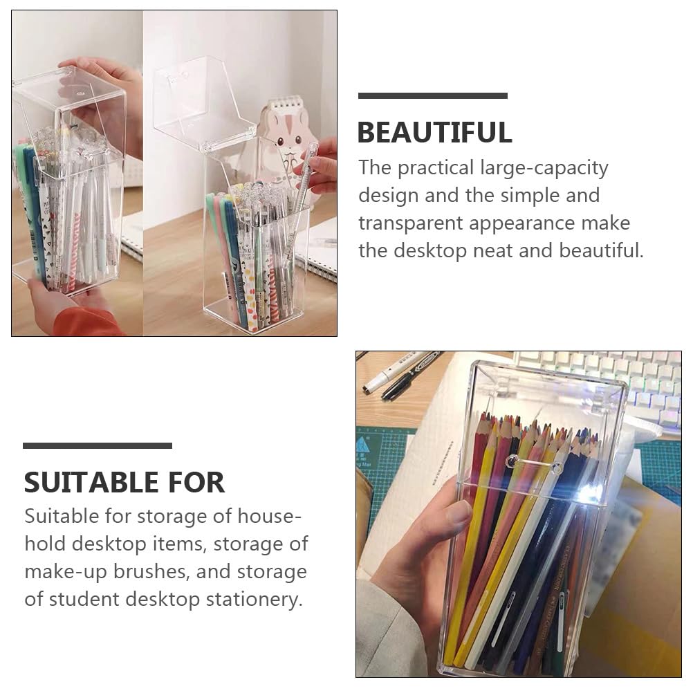 Zerodeko 2-Piece Clear Acrylic Makeup Brush Holder with Lid - Waterproof Cosmetic Organizer for Brushes, Pens & Desk Accessories - Perfect for Vanity, Bathroom & Office Organization