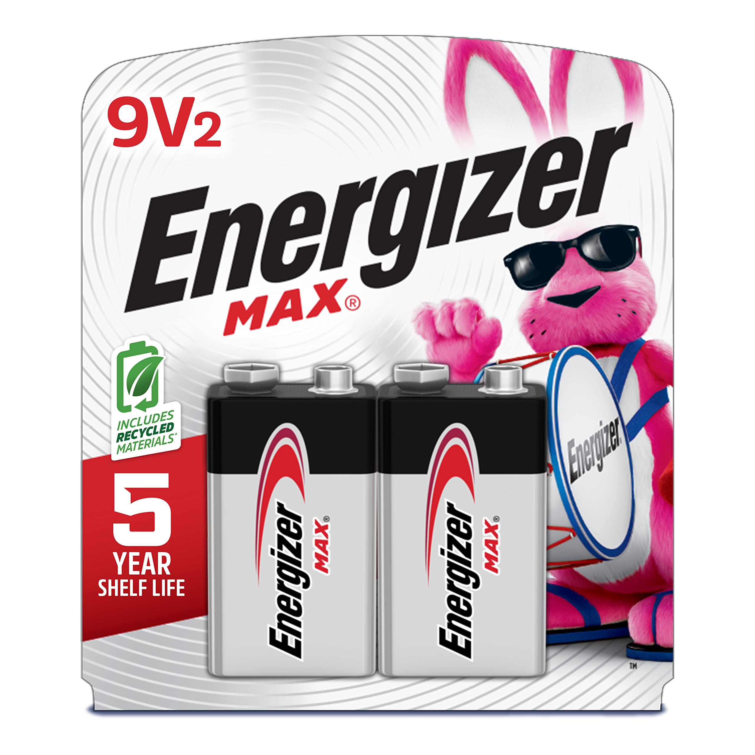 Energizer MAX 9V Alkaline Batteries (2 Pack) - Long-Lasting Power for Smoke Detectors, Toys & Electronics - Packaging May Vary