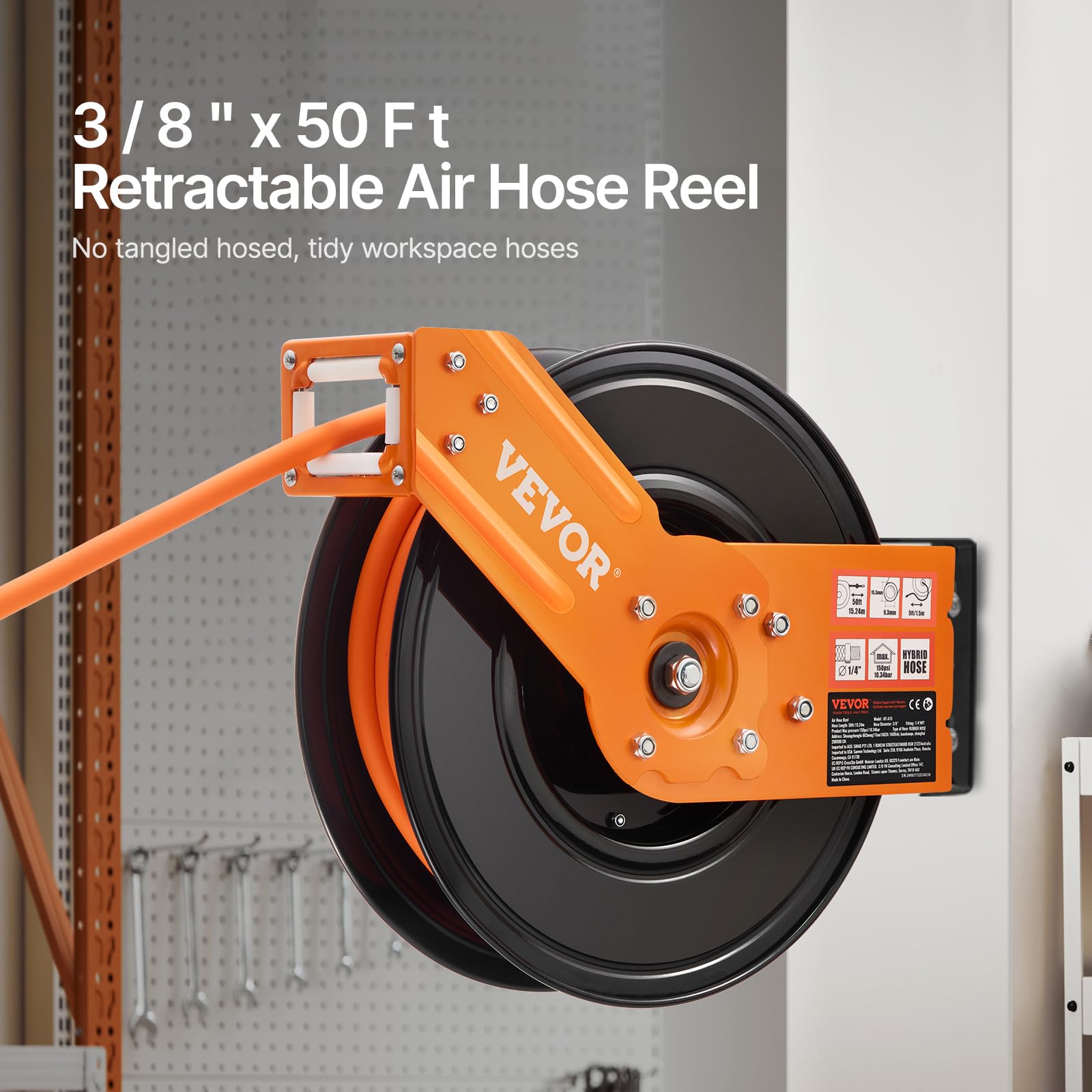 VEVOR Retractable Air Hose Reel - 3/8