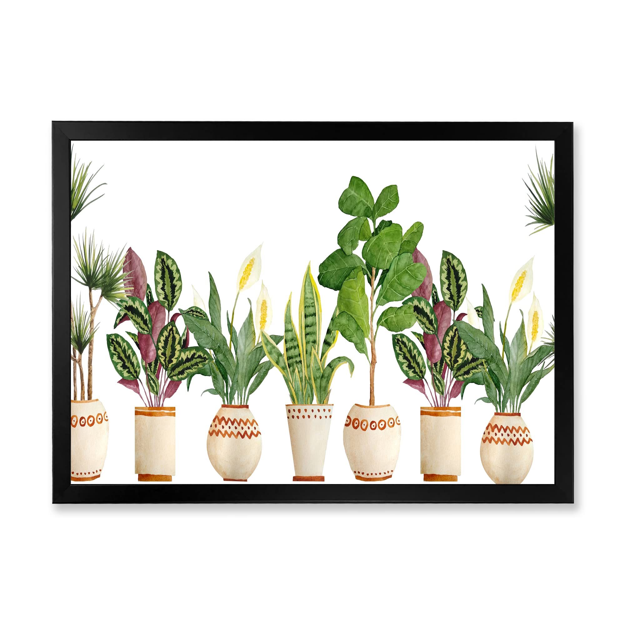 DesignQ Trio of Houseplants - Sansevieria Snake Plant in Farmhouse Framed Wall Art | Home Office Decor, Living Room Greenery, Housewarming Gift