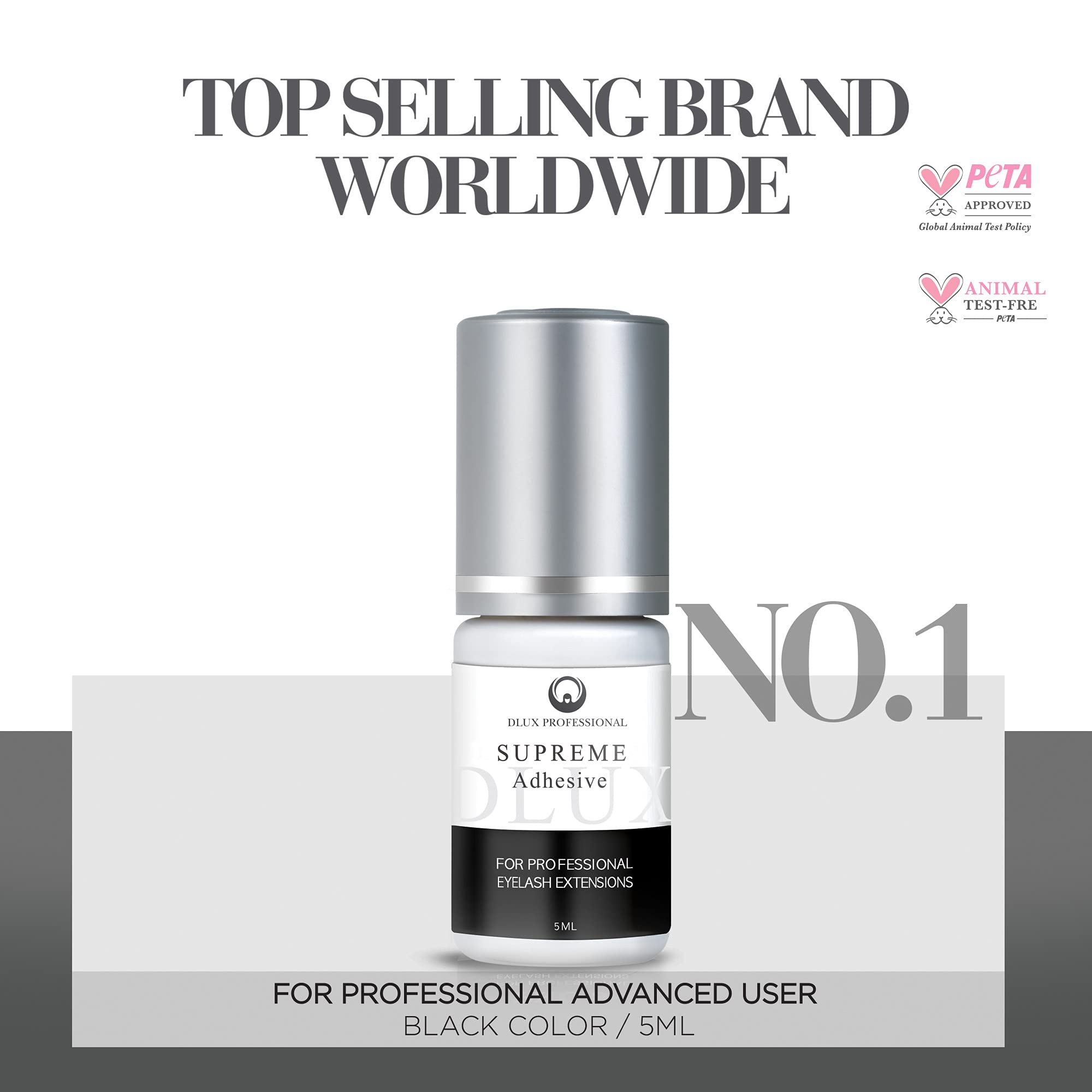 Professional Eyelash Extension Glue - 8 Week Retention, 1 Second Drying, Latex-Free Semi-Permanent Adhesive for Individual & Volume Lashes | Salon & Home Use