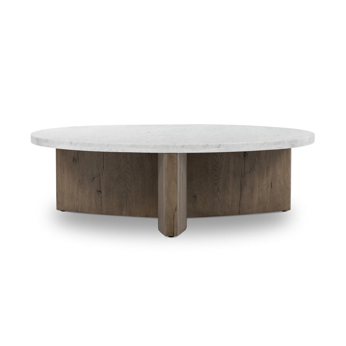 Amadis Coffee Table - Italian White Marble Top with Rustic Grey Metal Base - Modern Living Room Centerpiece for Home Decor