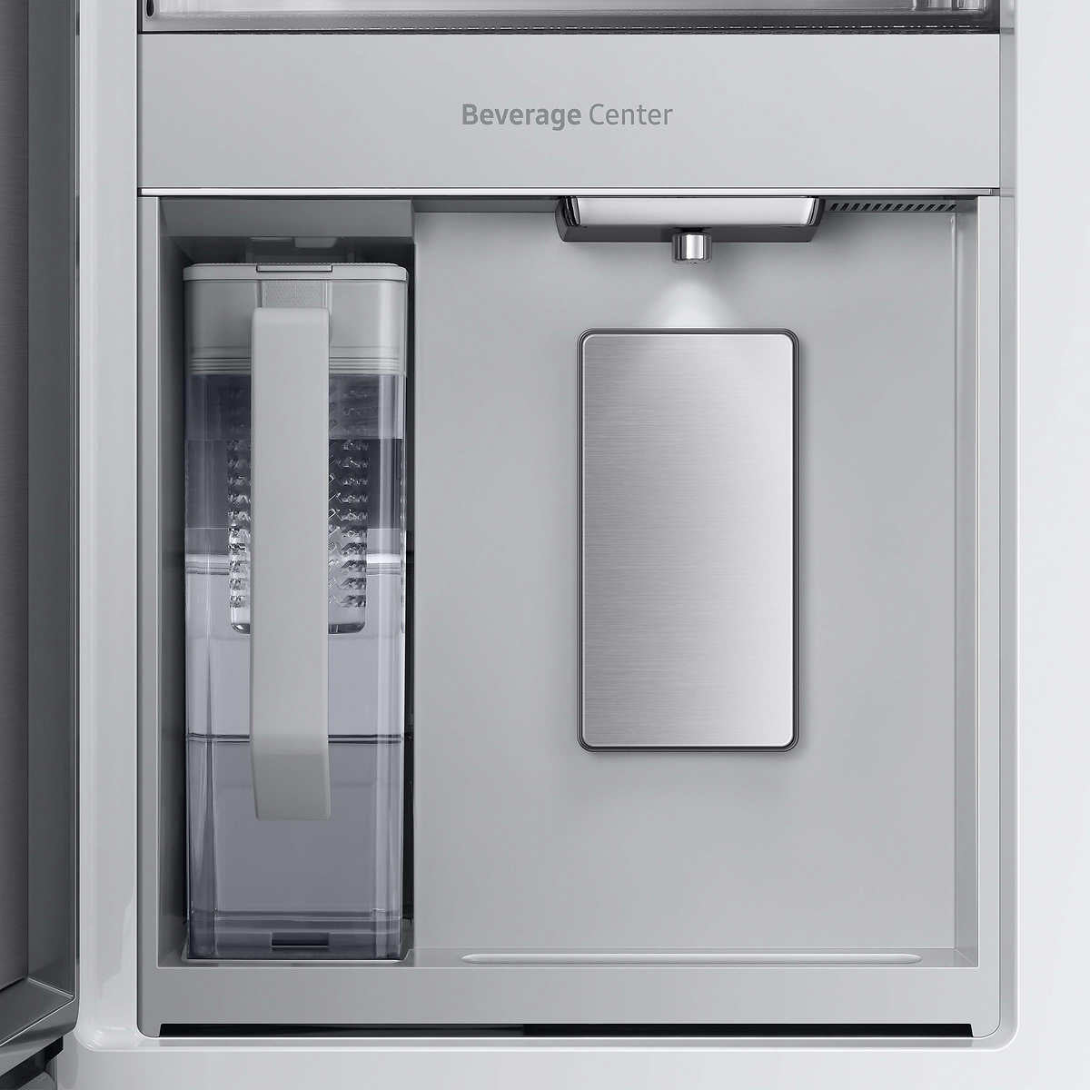 Samsung 23 cu. ft. Bespoke 4-Door French Door Refrigerator with Beverage Center - White Glass (RF23BB860012) | Smart Kitchen Appliance for Modern Homes & Entertaining