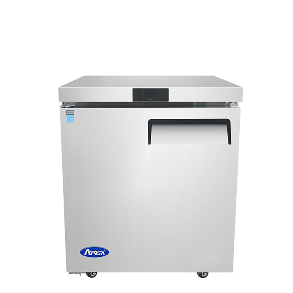 Atosa MGF8401GRL 27-Inch Solid Left Door Undercounter Refrigerator - 7.2 Cu.Ft. Commercial Grade Compact Fridge for Restaurants, Bars, and Small Kitchens - Perfect for Food Storage and Beverage Cooling