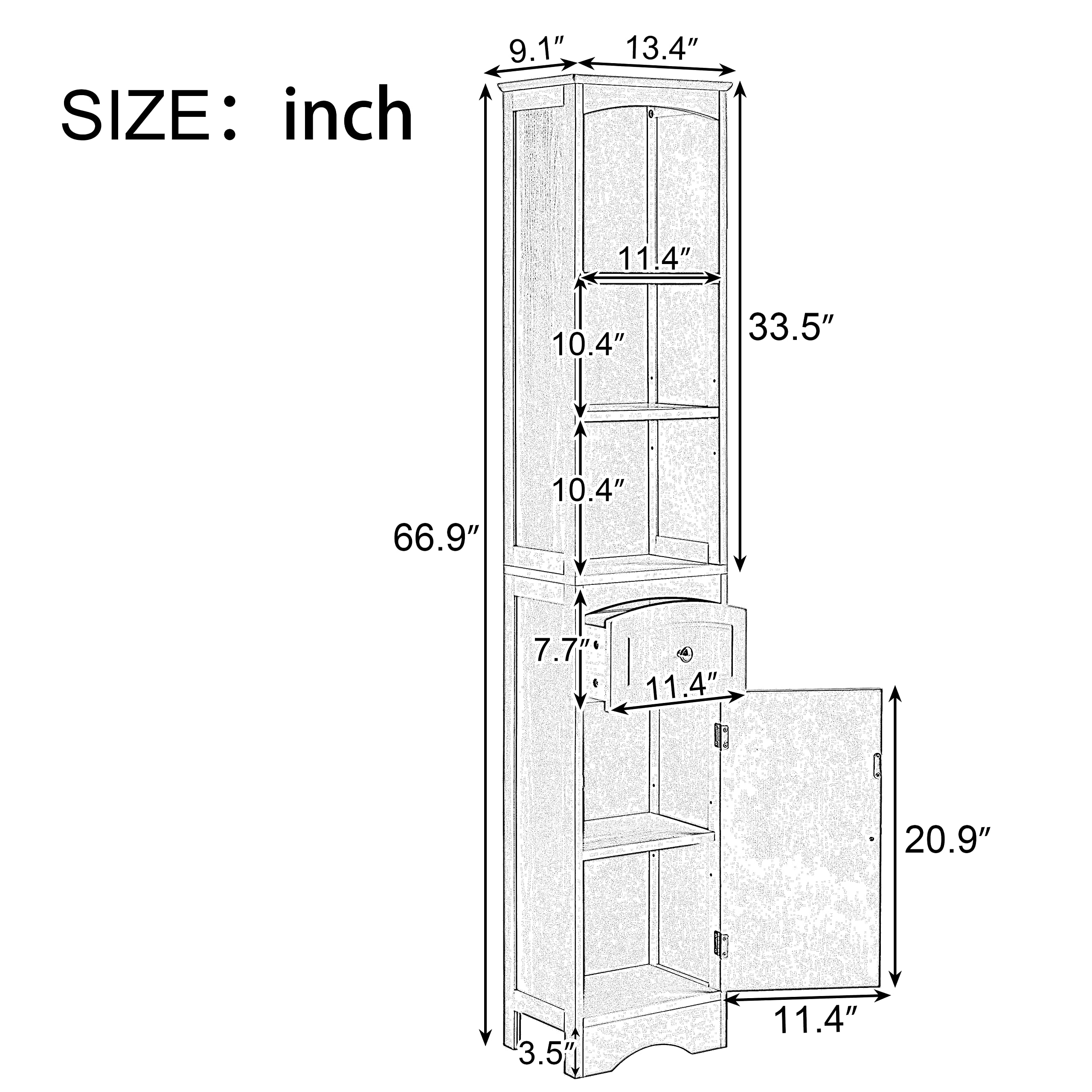 Freestanding Bathroom Storage Cabinet with Doors, Drawer & Shelves - Slim Narrow Linen Tower Organizer for Towels & Toiletries (Grey) - Perfect for Small Bathrooms, Apartments & Powder Rooms