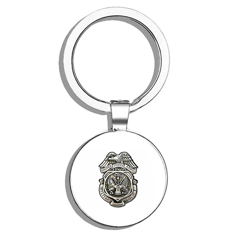 Military Police Silver Badge Keychain - Double Sided Stainless Steel Key Ring with Carabiner Clip - Perfect for Army MP Enthusiasts, Key Organization & Car Key Finder Accessory
