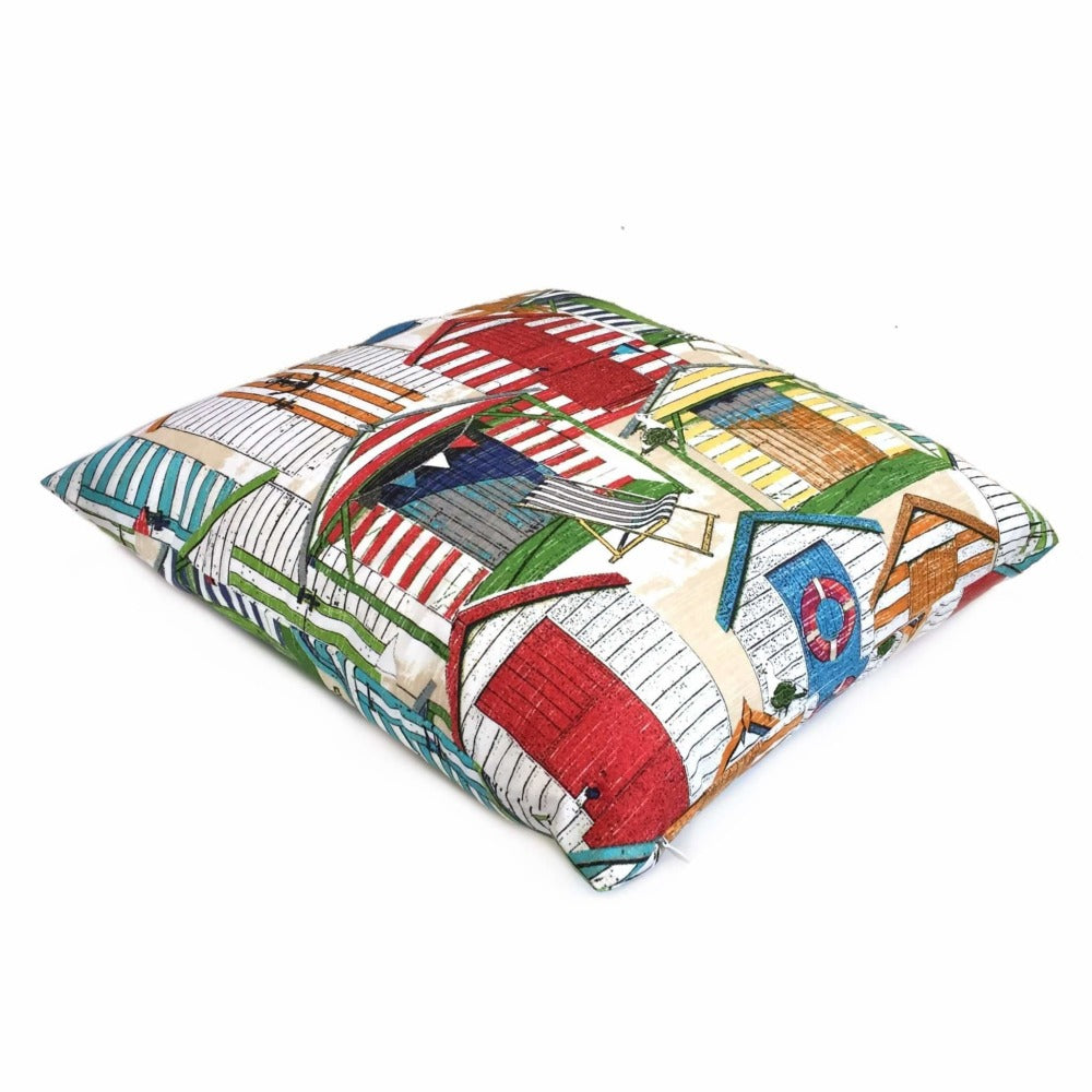 Beach Huts Cabana Outdoor Solarium Decorative Throw Pillow Cover - White, Red, Blue, Green, Orange - Perfect for Patio, Poolside & Coastal Home Decor