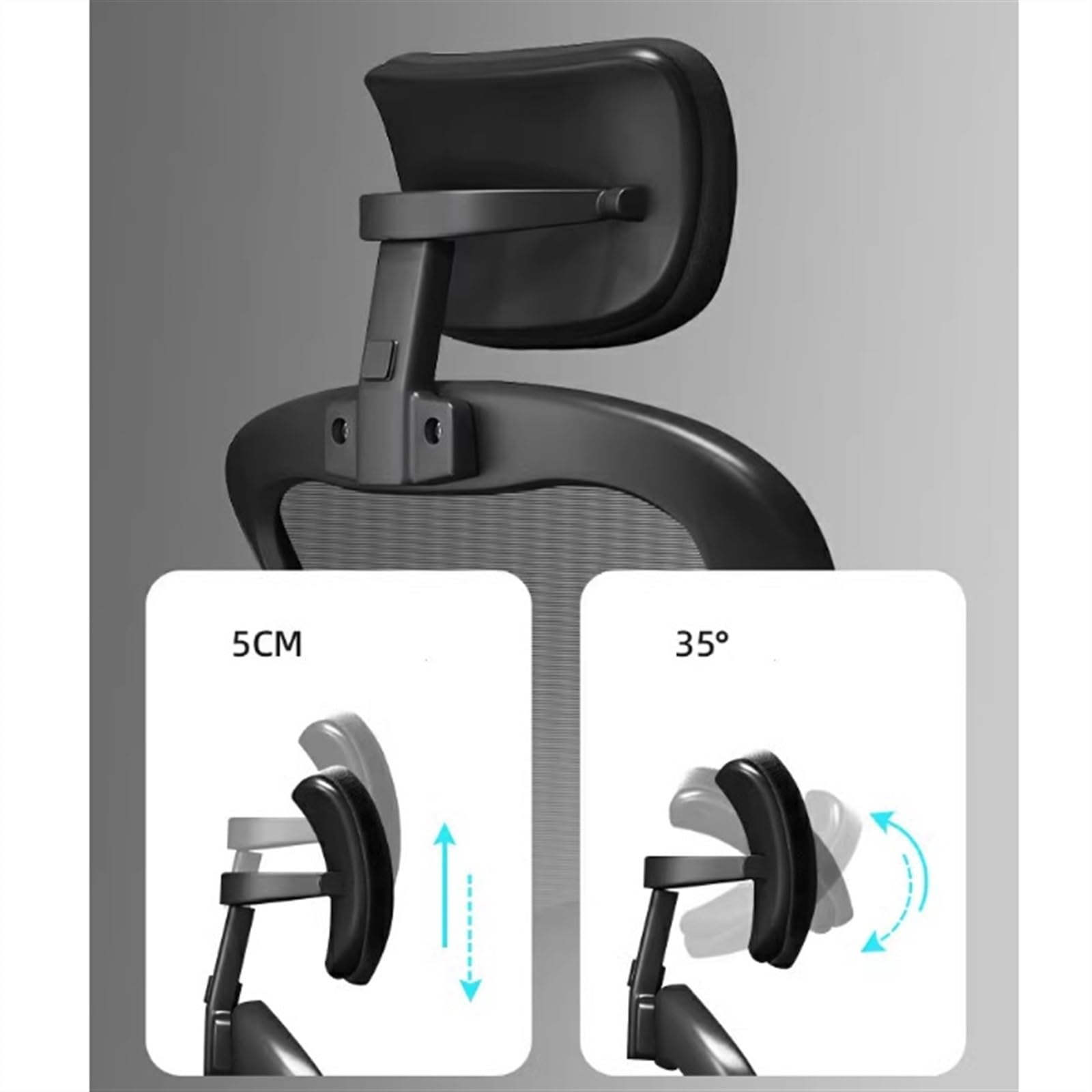 Ergonomic Office Chair with Breathable Mesh & Adjustable Headrest - High Back Desk Chair with Lumbar Support & Adjustable Armrests - Comfortable for Long Hours (Gray) - Perfect for Home Office, Gaming & Workspaces