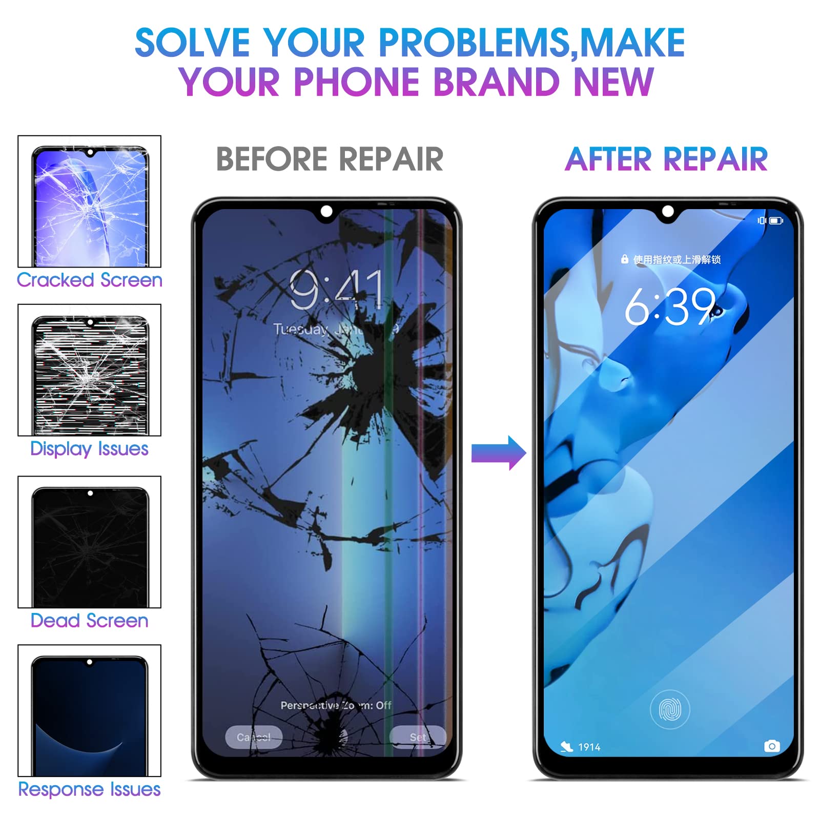 Original Samsung A12 Screen Replacement - LCD Display with Frame & Digitizer for SM-A125U/A125F/A125M/DS - Touch Screen Assembly Repair Part - Perfect for DIY Phone Fixes & Screen Damage Replacement