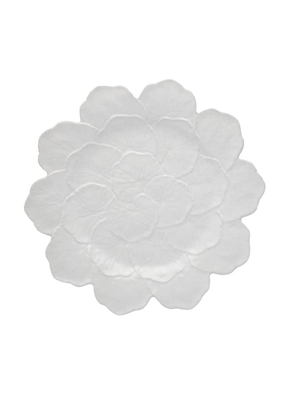 Bordallo Pinheiro White Geranium Charger Plates - Set of 2 Elegant Dinner Plates for Formal Dining & Special Occasions