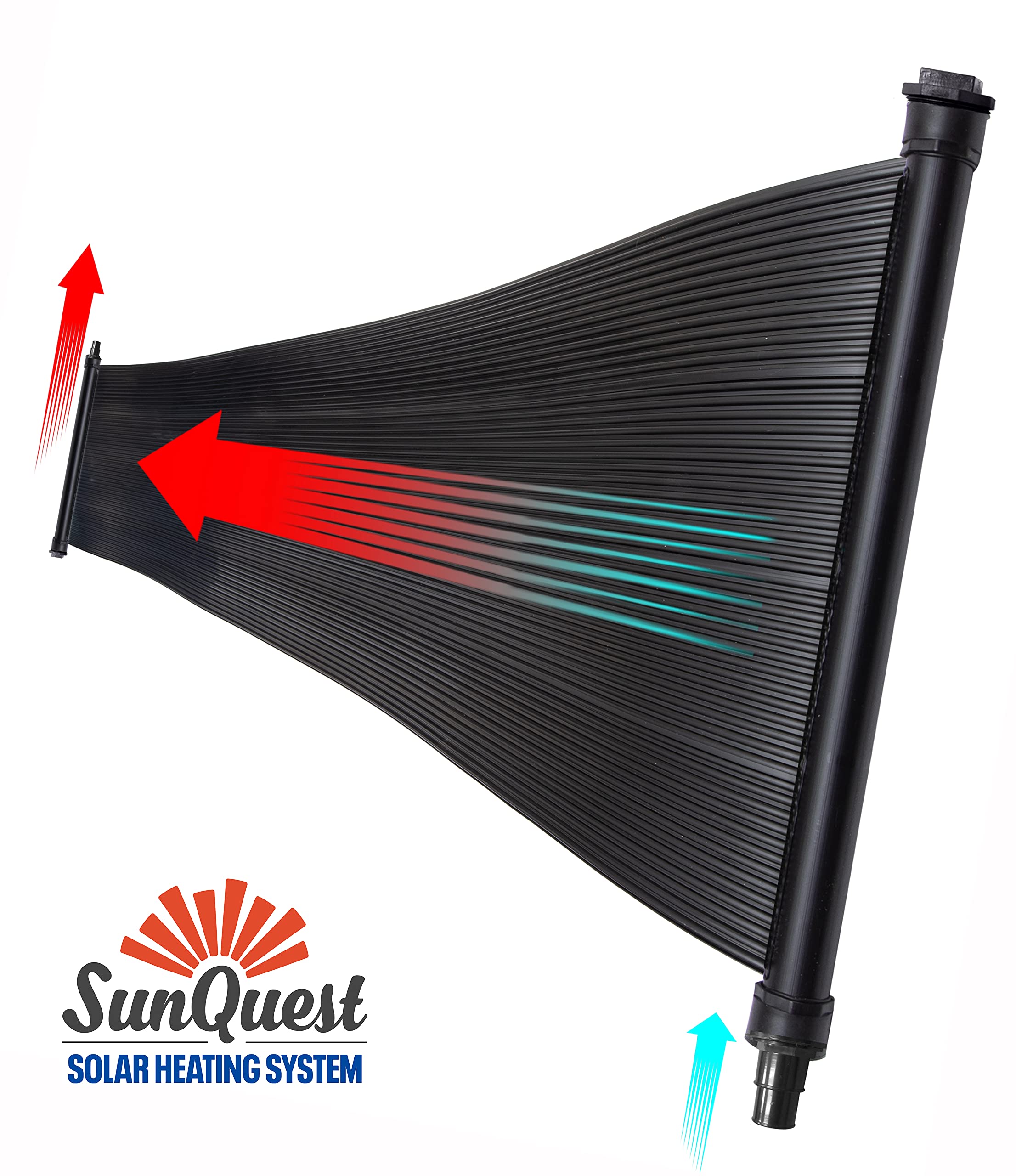 SunQuest Solar Pool Heater Panel - 2ft x 20ft Solar Water Heater for Above Ground Pools | DIY Installation with Roof/Rack Mount & Add-On Kit | UV-Resistant Polypropylene Collector Tubes | Perfect for Backyard Swimming Pools, Spas & Hot Tubs