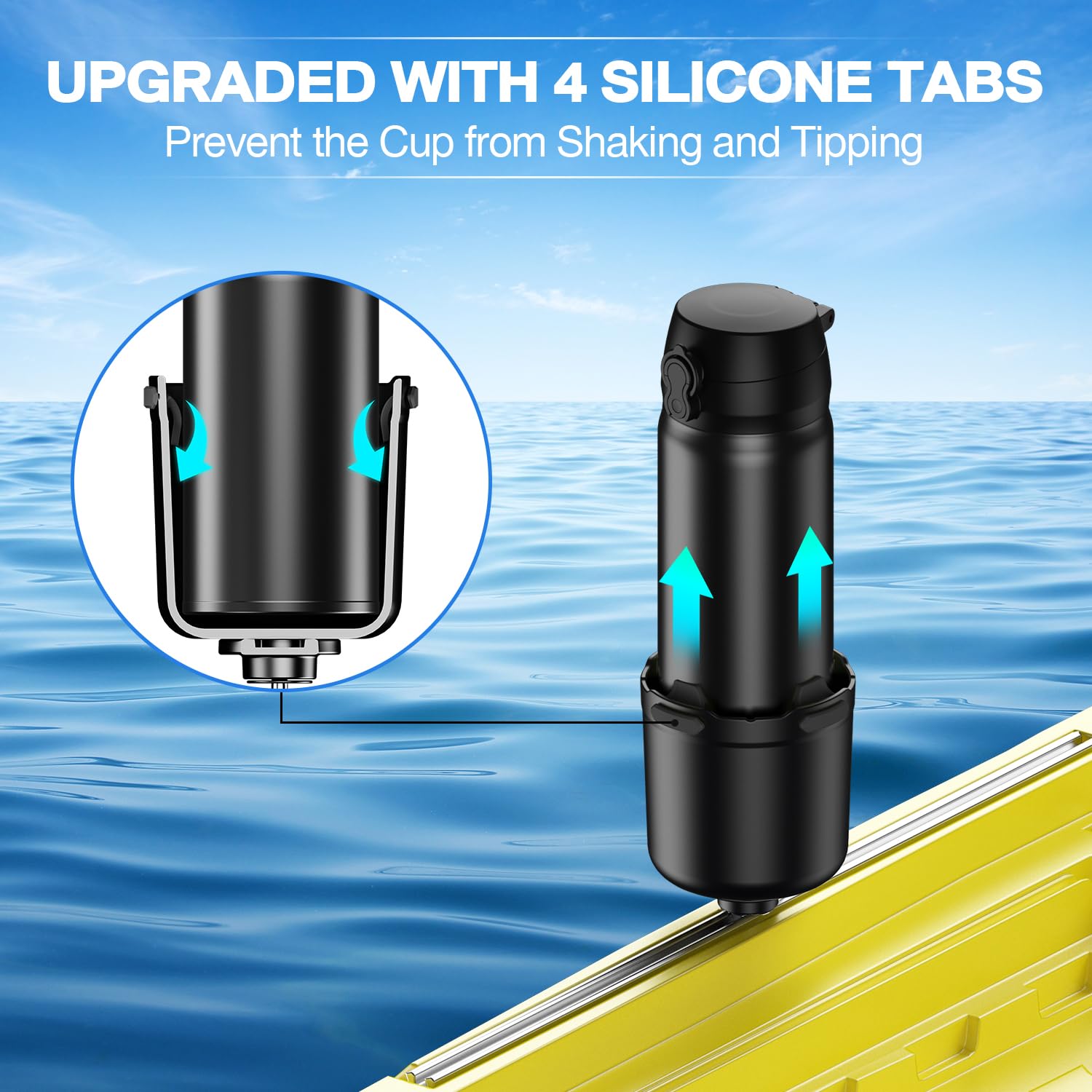 Multi-Functional Kayak Cup Holder with Rubber Tab - Water Bottle & Drink Holder, Phone Mount, Lures Storage - Kayak Track Mount Installation - Perfect Kayak Accessories for Fishing & Outdoor Water Sports