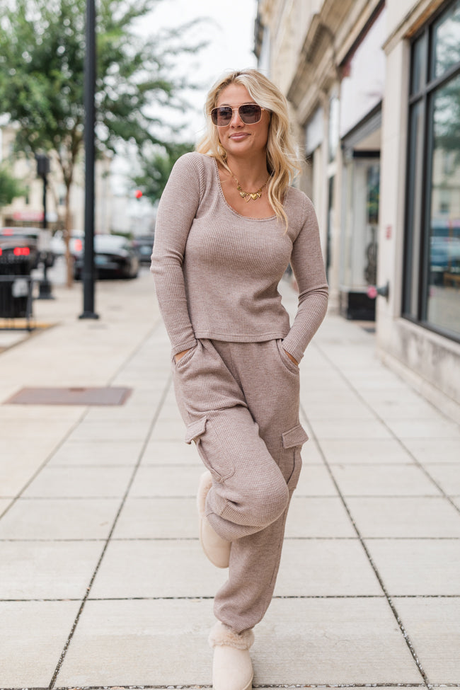 Start The Day Mushroom Waffle Knit Set - Cozy Loungewear for Women | Soft & Comfortable Pajama Set | Perfect for Sleepwear, Relaxing at Home & Morning Coffee | FINAL SALE