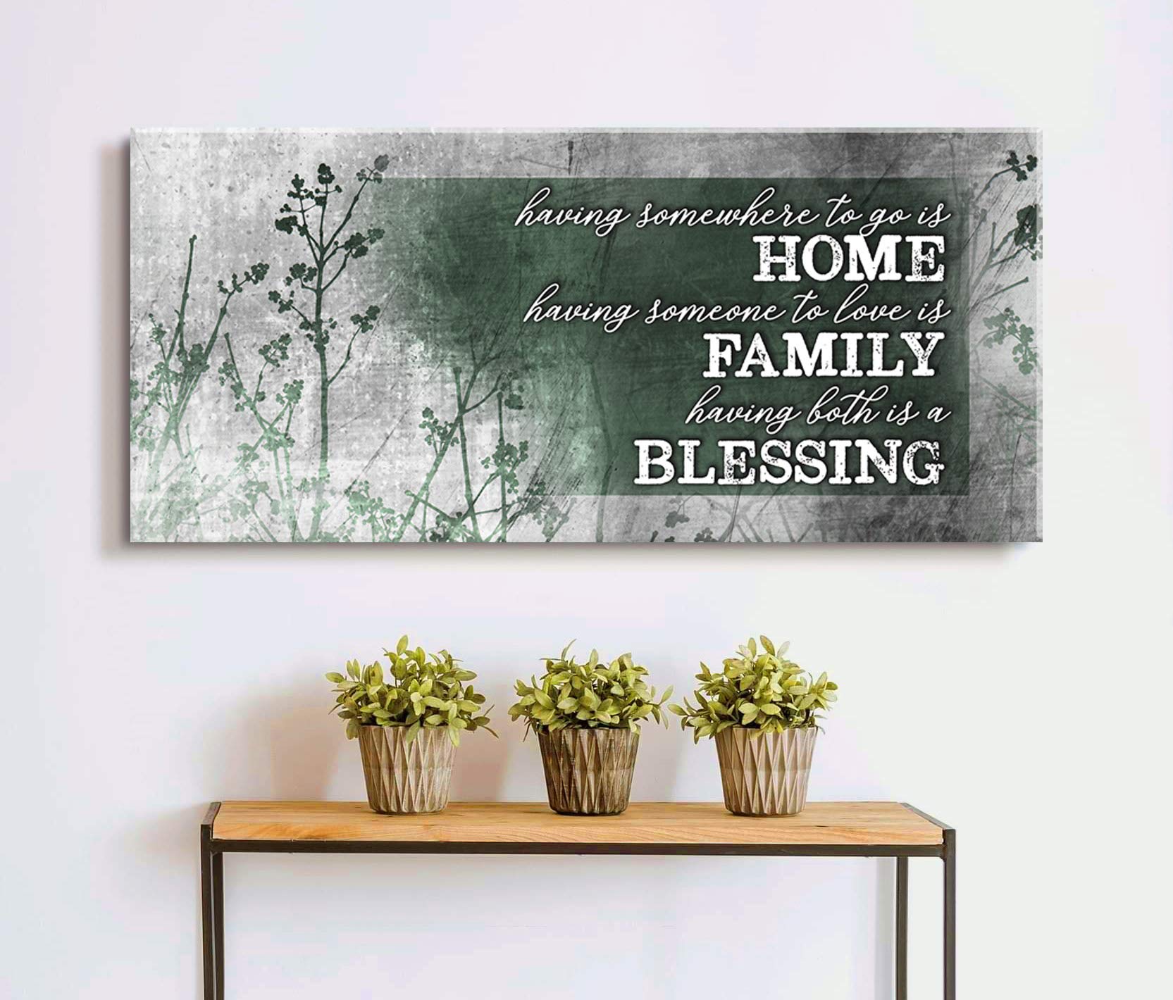 Farmhouse Rustic Framed Wall Art - Family Home Blessing Sign for Front Door, Living Room & Housewarming Gifts (Green, 42x19) - Perfect for Farmhouse Decor, Entryway Welcome Sign & Cozy Home Accents