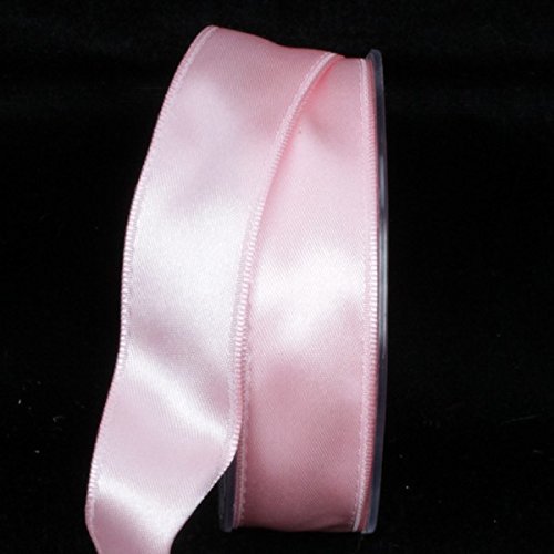 Blush Pink Double-Faced Wired Craft Ribbon - 1 Inch x 44 Yards for Gift Wrapping, Floral Arrangements & DIY Decorations